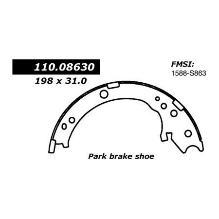 Centric Premium Parking Brake Shoes, Parts 111.08630 111.0863